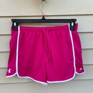 Under Armour Women's Pink and White Athletic Shorts